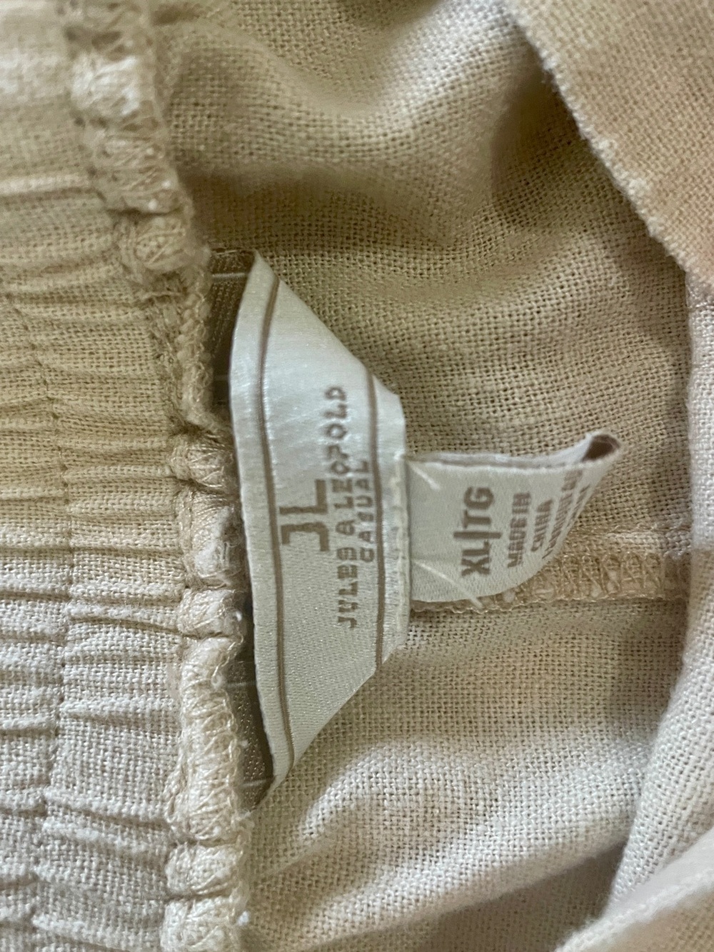 Jules & Leopold Cream Wide-Leg Linen-Blend Pull-On Pants - Picture 4 of 4